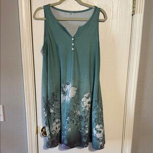 Floral Teal Sleeveless Top